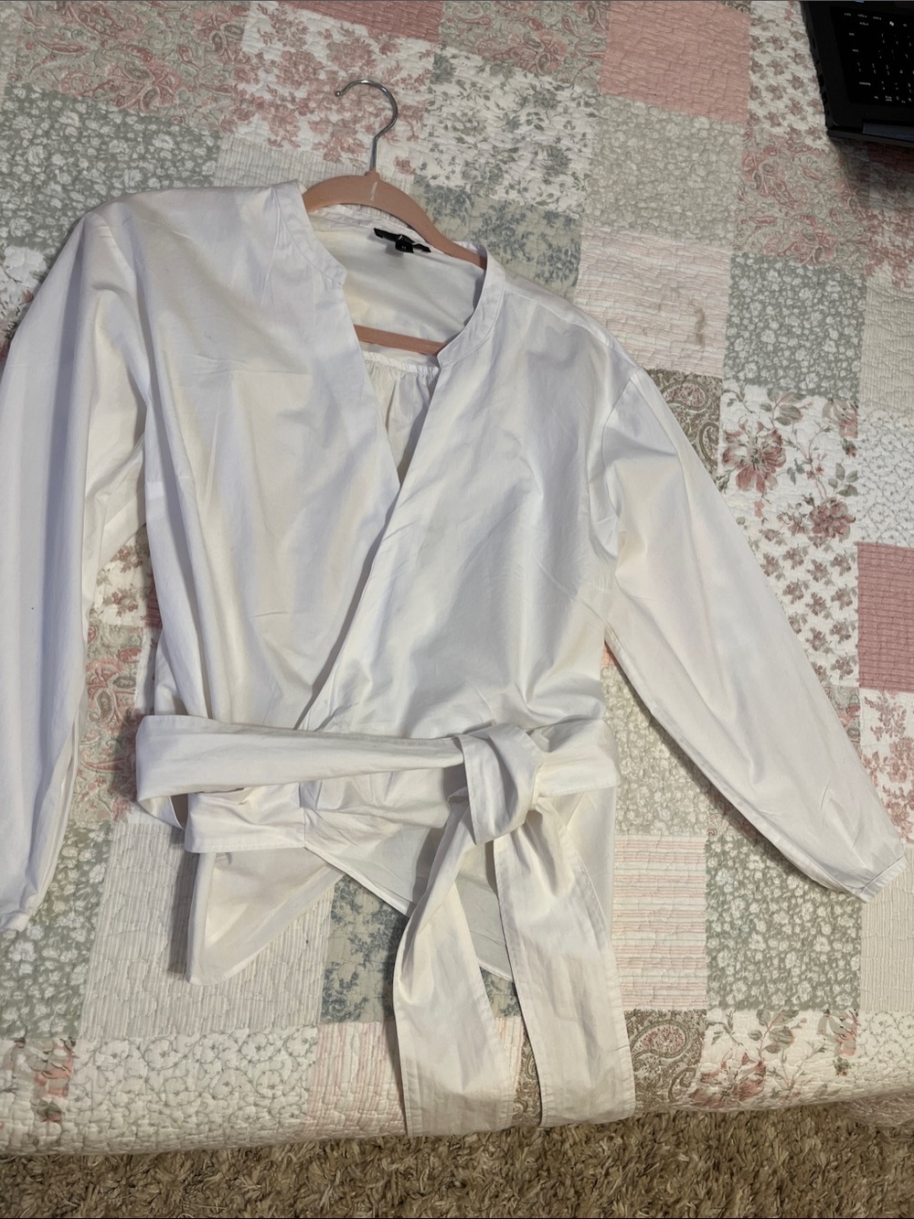 J. Crew White Wrap Tie Blouse